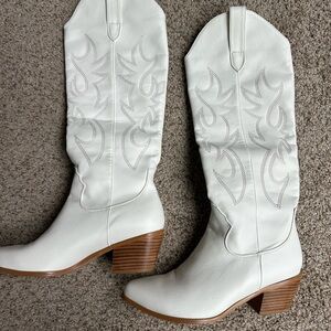 White Western Leather Boots